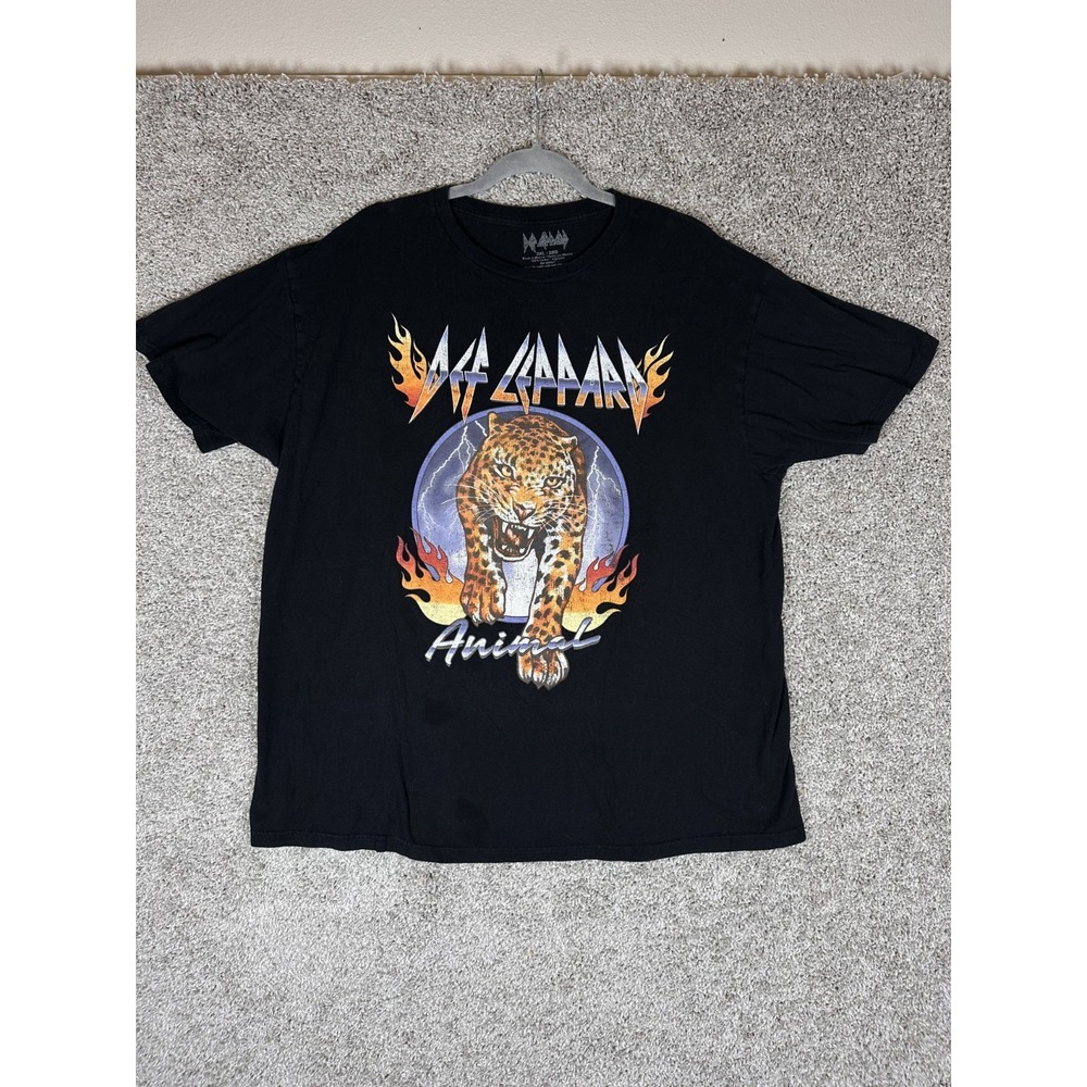 Def Leppard Animal Men's Graphic T Shirt Size 2XL Black Short Sleeves Streetwear